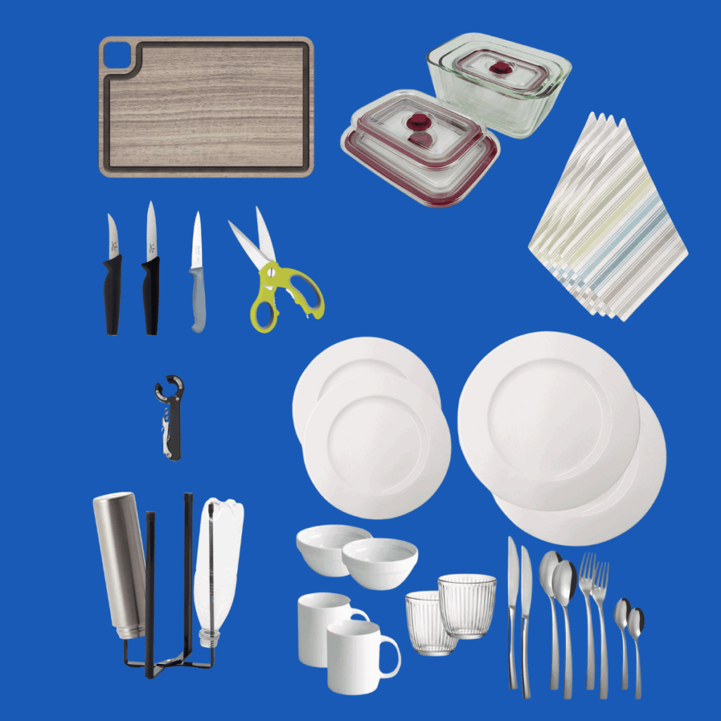 Enhanced kitchenware included in the Comfy MUV Premium kit