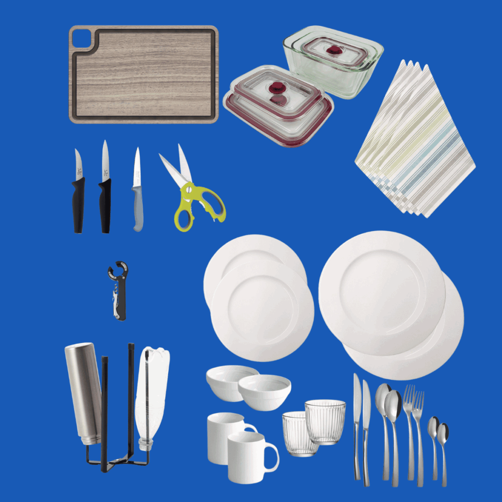 Contenido completo del Kit de Cocina Essential Premium con contenedores de vidrio y accesorios mejorados