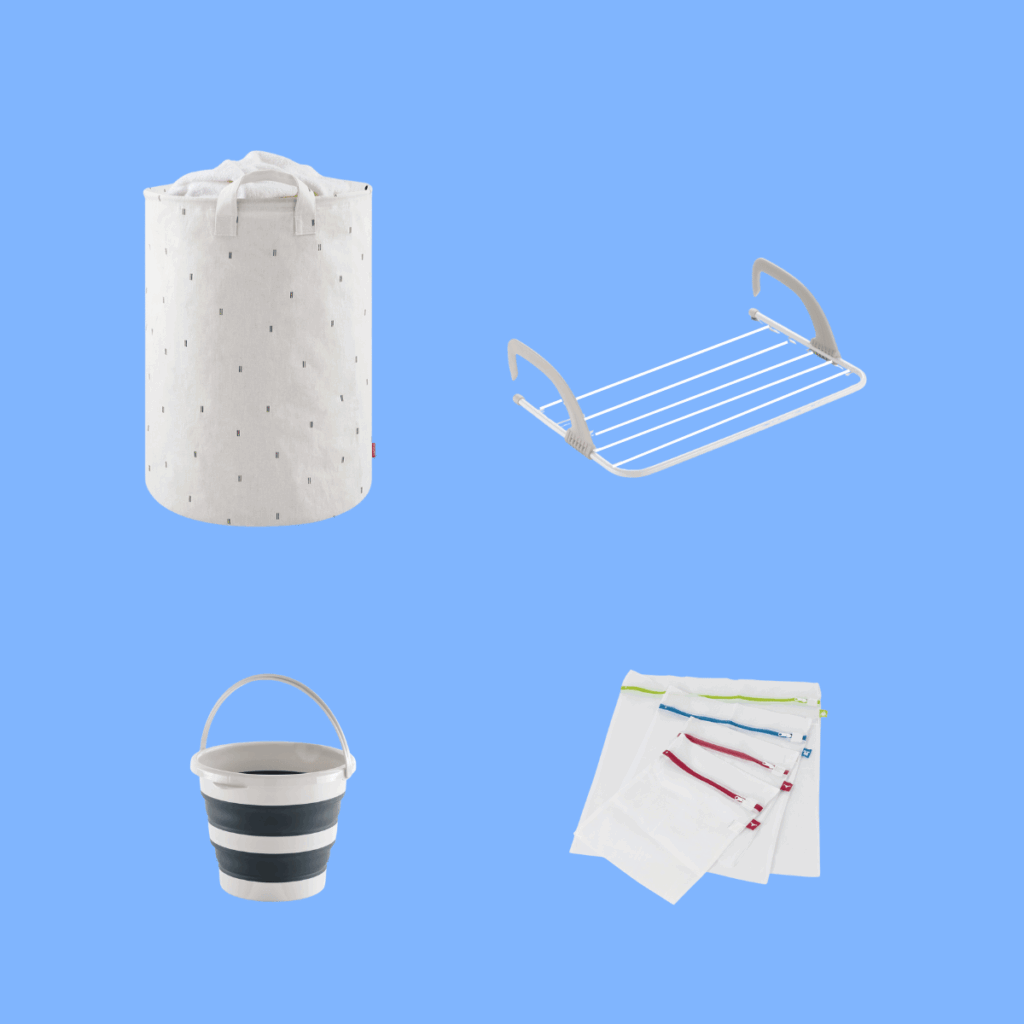 Cesto plegable, tendedero para radiador, bolsas para ropa delicada y cubo plegable del kit de Colada