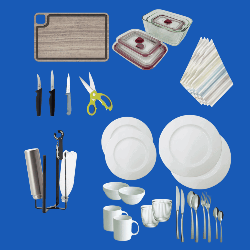 Enhanced kitchenware included in the Comfy MUV Premium kit