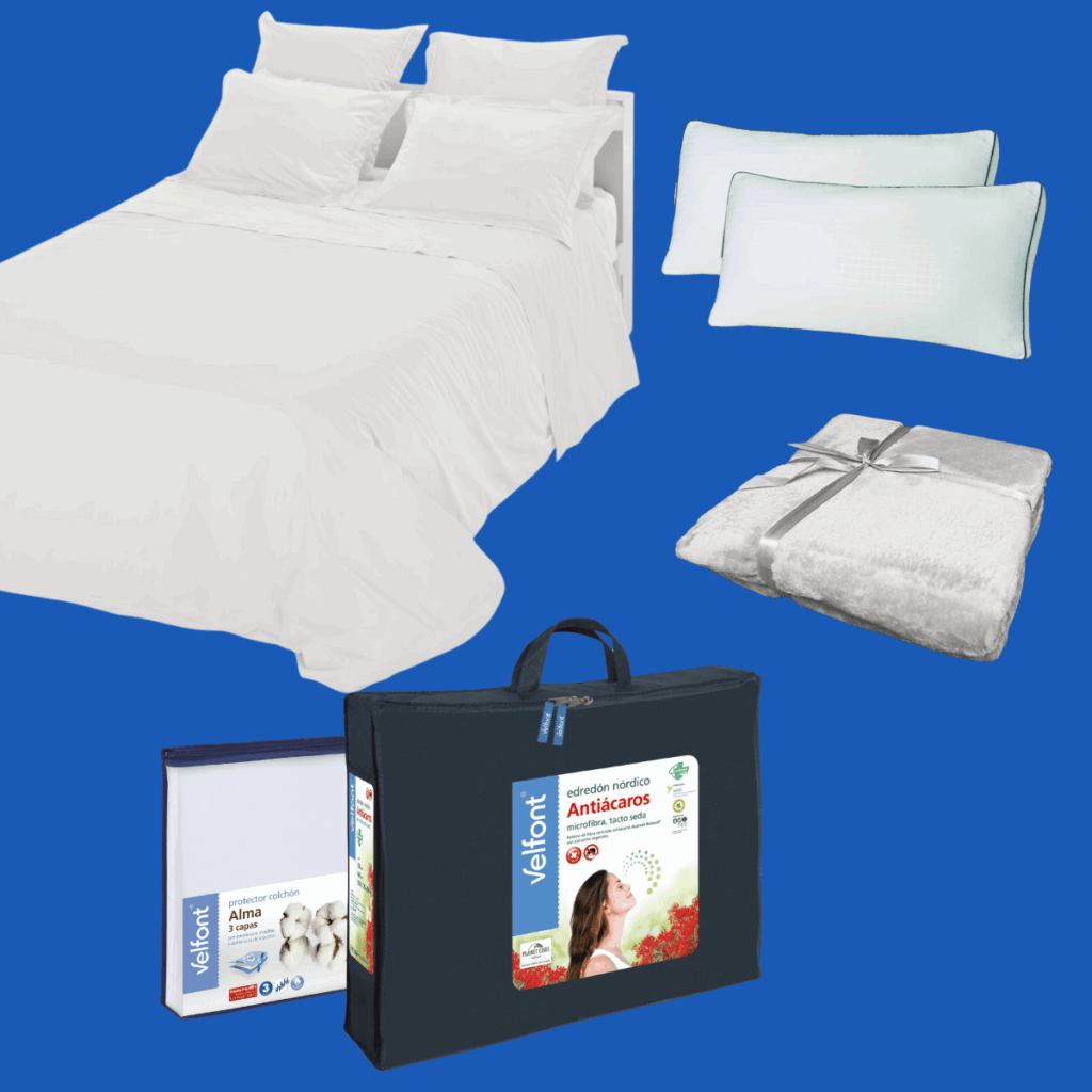 Full MUV Premium Kit bedding set with higher quality textiles, improved duvet filling, pillows, blanket, and mattress protector.